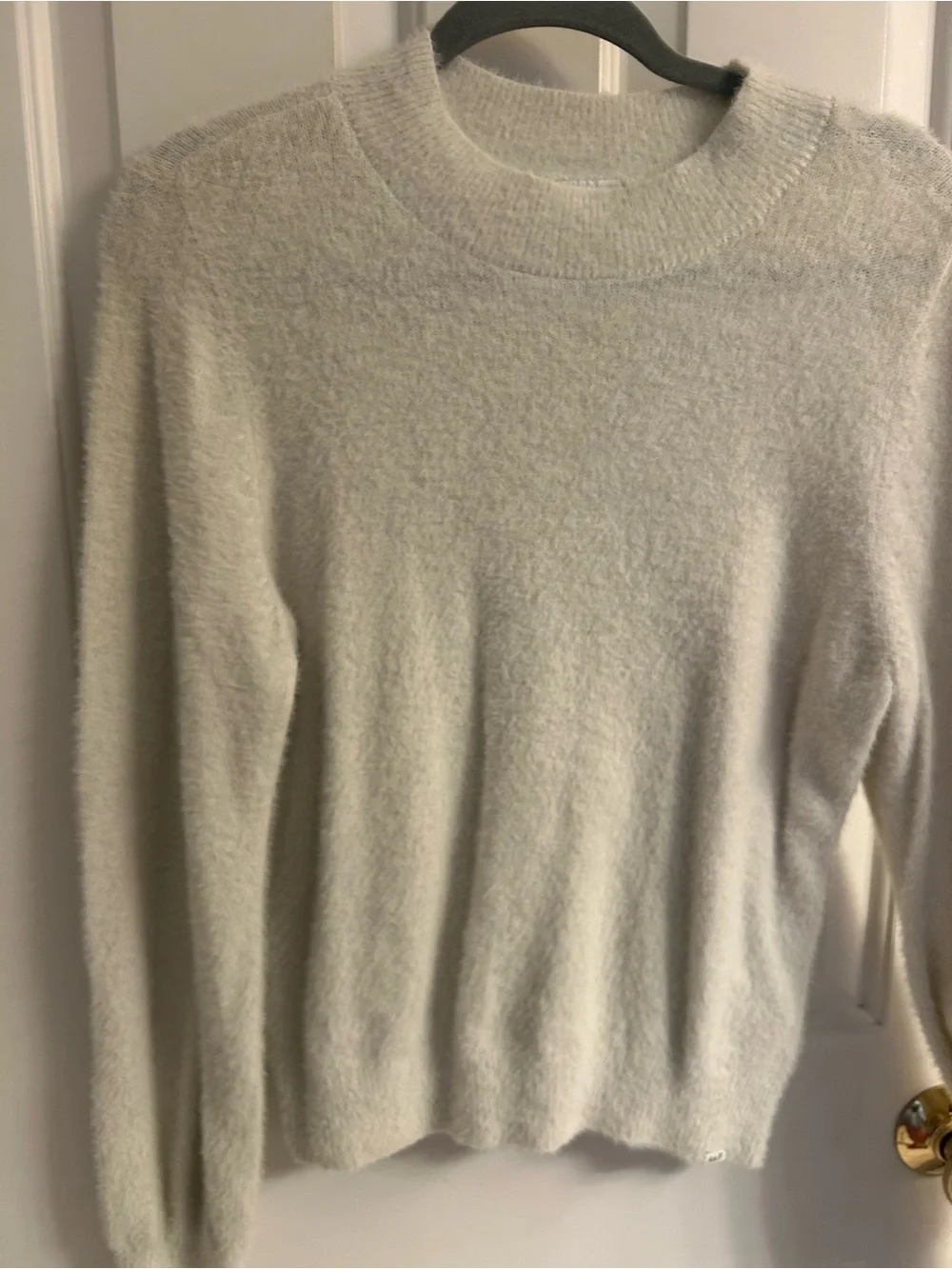 Girls abercrombie kids Cream Fuzzy Crewneck Sweater